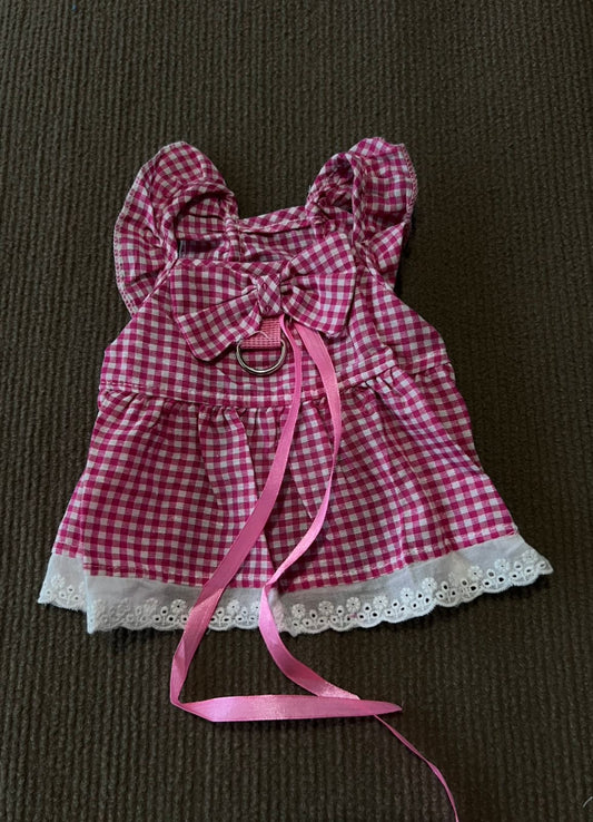 VESTIDO CUADROS FUCSIA