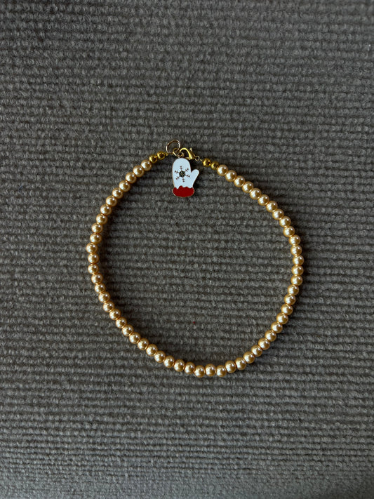 COLLAR PERLAS DORADAS NAVIDEÑO