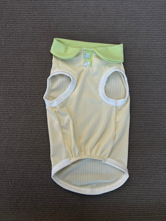 CAMISA SIN MANGAS Y CUELLO VERDE