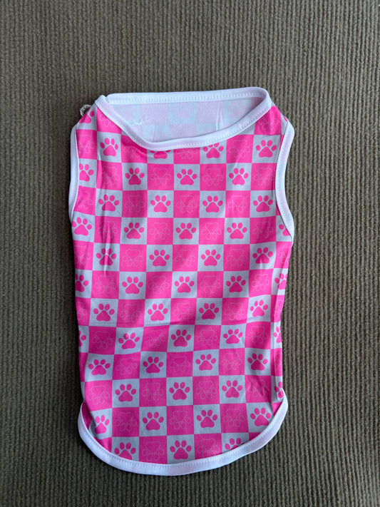 CAMISETA SIN MANGA HUELLITAS FUCSIA