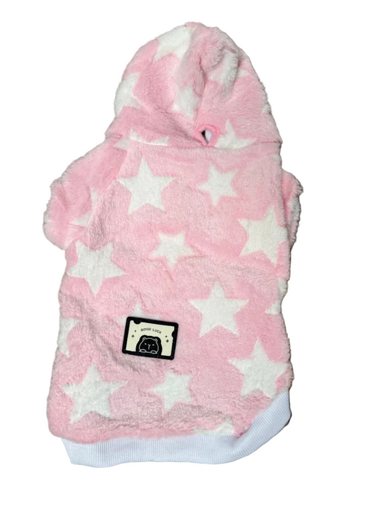 ABRIGO DE PELUCHE DE ESTRELLAS ROSADO