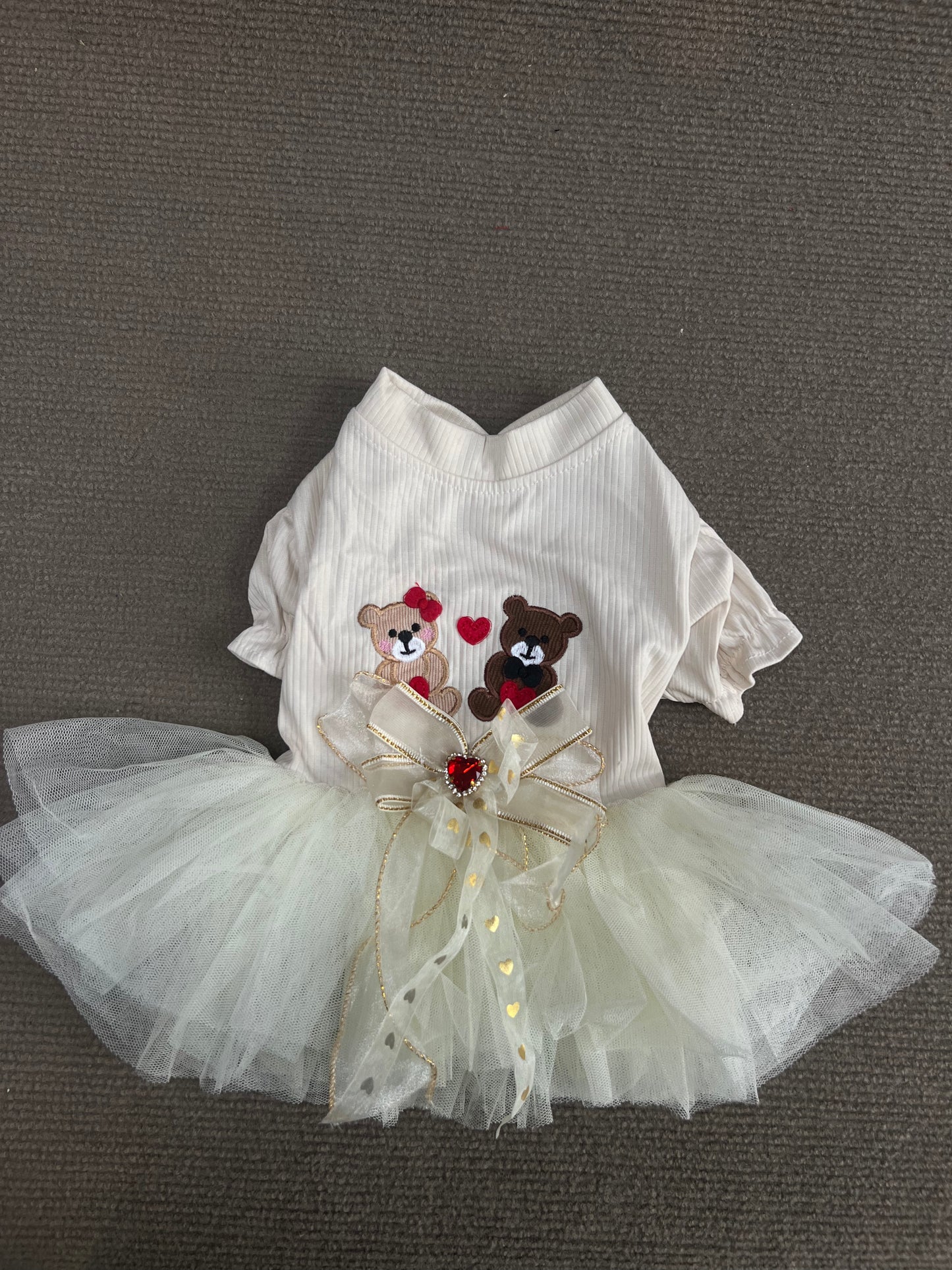 VESTIDO BEIGE OSITOS