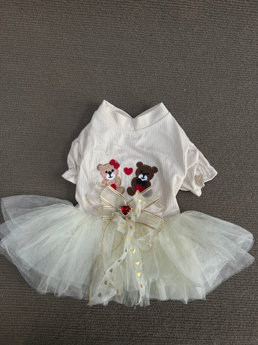 VESTIDO BEIGE OSITOS