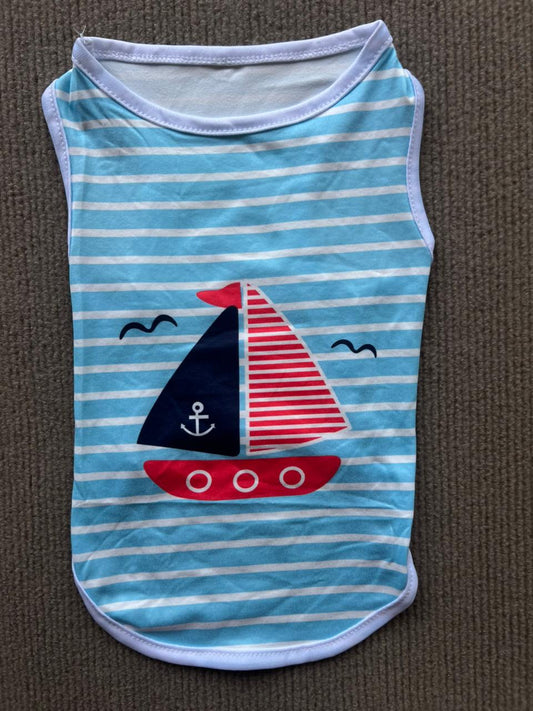 CAMISETA SIN MANGA BARCO CELESTE