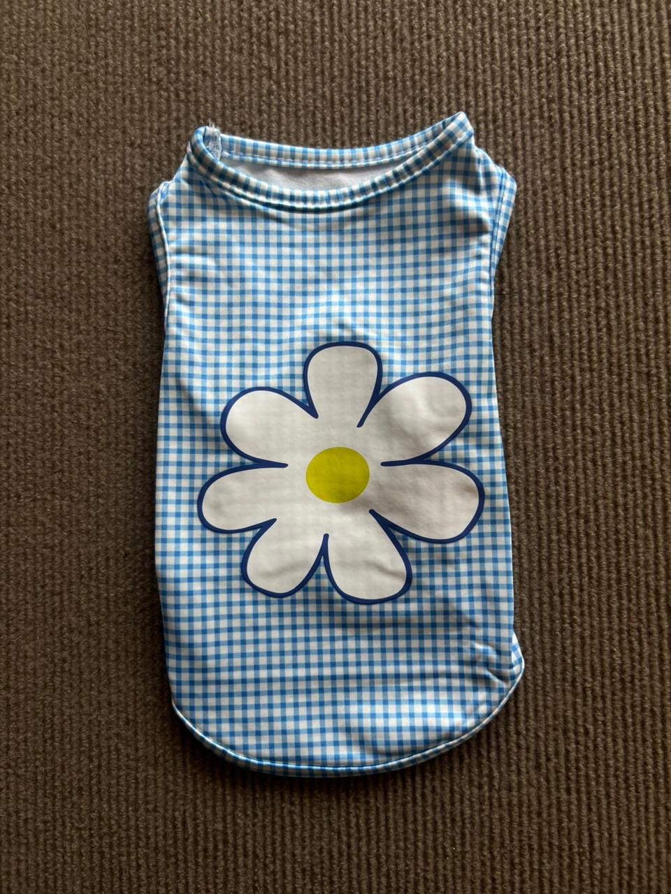 CAMISETA SIN MANGA FLOR AZUL