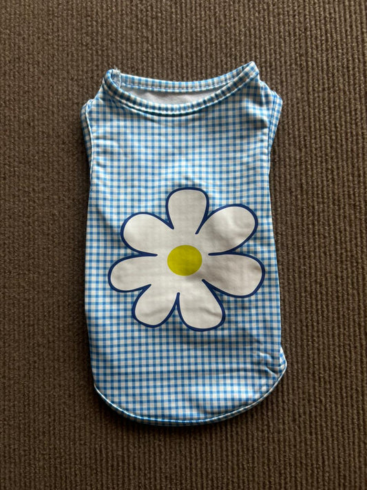 CAMISETA SIN MANGA FLOR AZUL