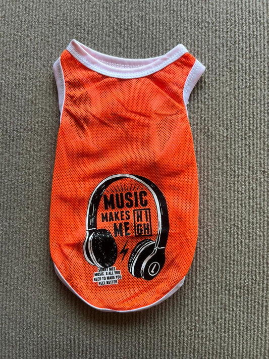 CAMISETA SIN MANGA AUDIFONO NARANJA
