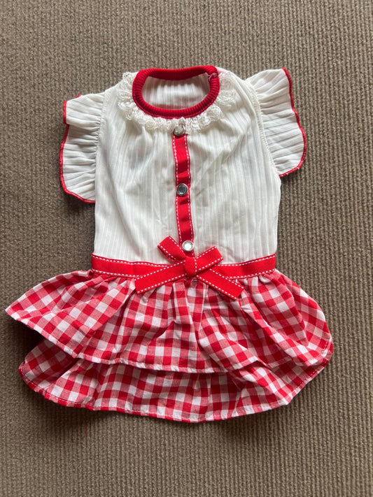 VESTIDO CUADROS ROJO