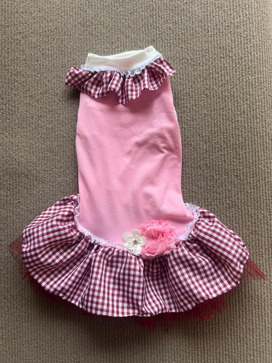 VESTIDO CUADRO ROSA