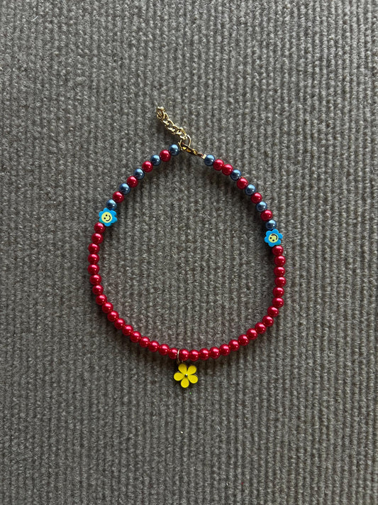 COLLAR PERLAS ROJAS Y BI COLOR
